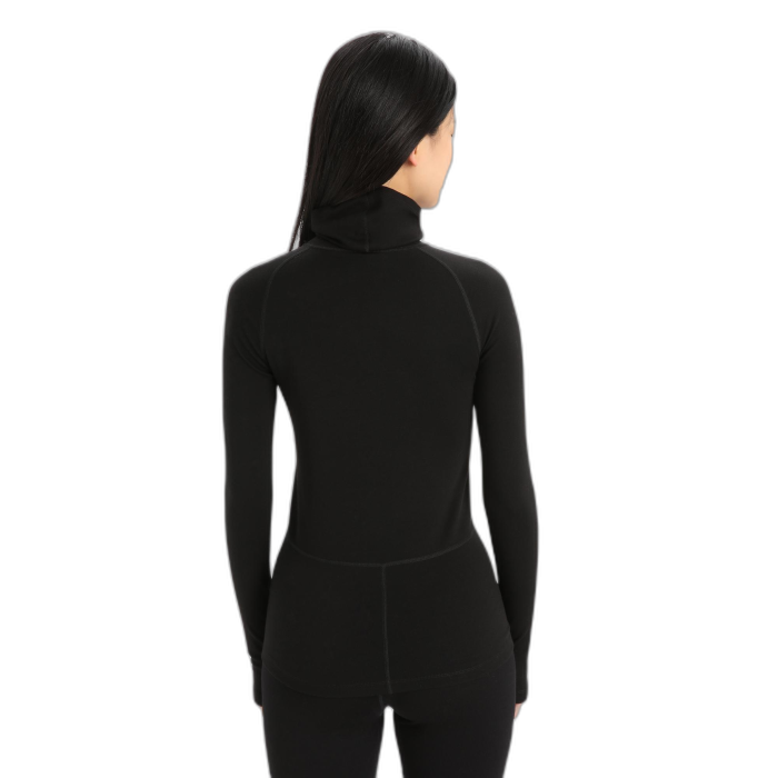 Golf damski ICEBREAKER Merino Fine LS Roll 56KP  /  czarny