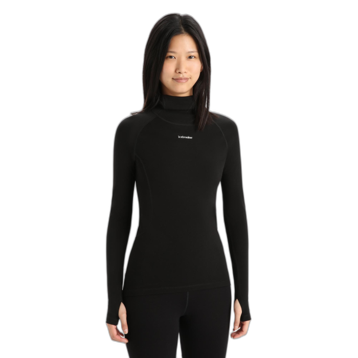 Golf damski ICEBREAKER Merino Fine LS Roll 56KP  /  czarny