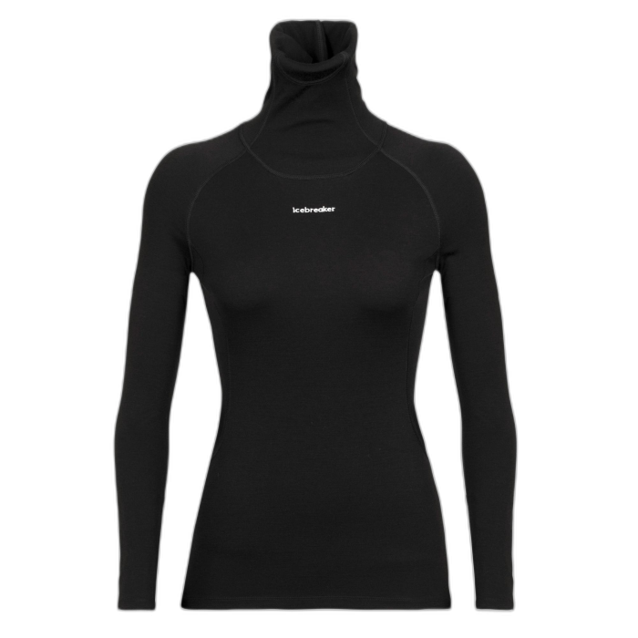 Golf damski ICEBREAKER Merino Fine LS Roll 56KP  /  czarny