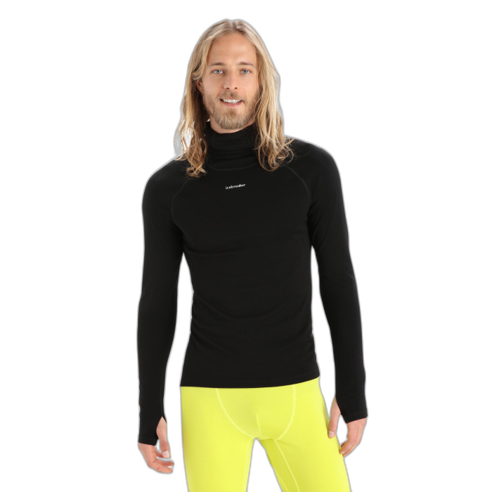 Golf męski ICEBREAKER Merino Fine LS Roll 56Ko /  czarny