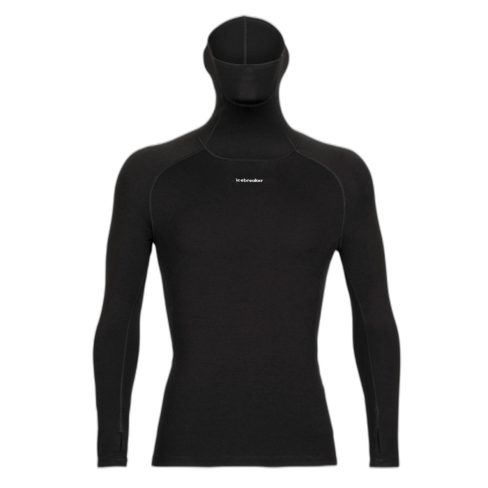 Golf męski ICEBREAKER Merino Fine LS Roll 56Ko /  czarny