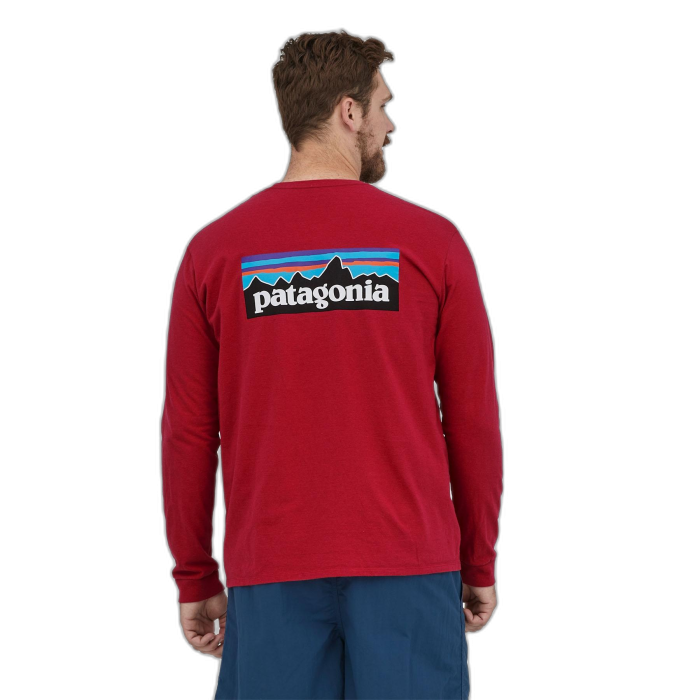 Koszulka męska PATAGONIA P-6 Logo L/S /  czerwony