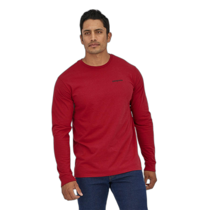 Koszulka męska PATAGONIA P-6 Logo L/S /  czerwony