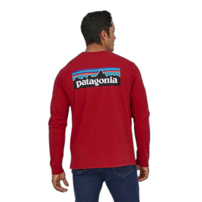 Koszulka męska PATAGONIA P-6 Logo L/S /  czerwony