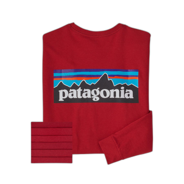 Koszulka męska PATAGONIA P-6 Logo L/S /  czerwony